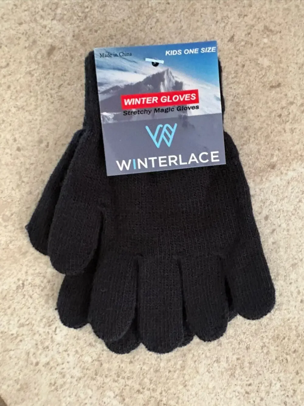 12 Pairs Kids Winter Gloves Black Stretch Magic Gloves One Size Warm